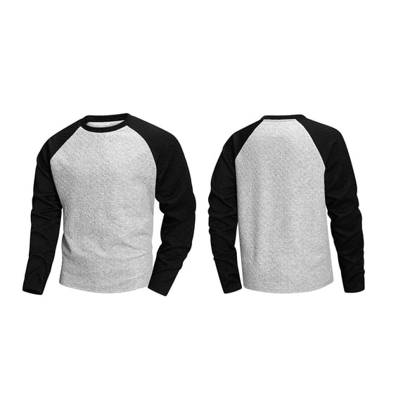 qafoshin Men Raglan Long Sleeve Pullover Tops, Fashion Textured Knit Crew Neck Shirts, Winter Casual Color Block Sweatshirts
