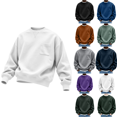 thumbnail image 1 of qafoshin Men Solid Crewneck Basic Sweatshirt, Trendy Fall Long Sleeve X-Stitch Neck Casual Pullover Tops with Chest Patch Pocket, 1 of 5