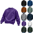thumbnail image 1 of qafoshin Men Solid Crewneck Basic Sweatshirt, Trendy Fall Long Sleeve X-Stitch Neck Casual Pullover Tops with Chest Patch Pocket, 1 of 5