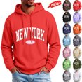 thumbnail image 1 of qafoshin Men's Letter-Print Athletic Hoodie, Fall Classic Long-Sleeve Drawstring Hooded Graphic Sweatshirt, 1 of 6