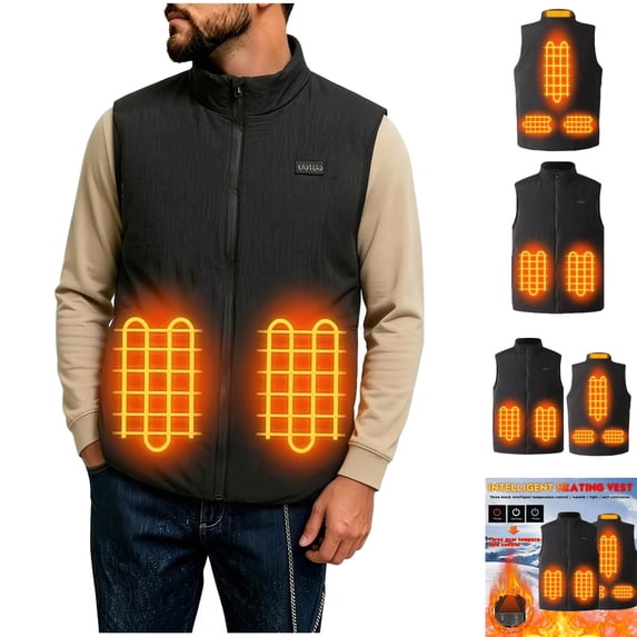 qafoshin Men's USB Charging Heated Vest Outdoor Hiking Double Control 6 ...