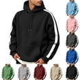 thumbnail image 1 of qafoshin Mens Hoodies Trendy Patchwork Hooded Sweatshirts Fall Winter Long Sleeve Shirts Casual Loose Pullover Tops with Pocket, 1 of 6