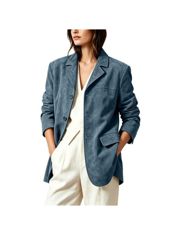 Oversized Blazers for Women Lapel Open Front Button Down Fall Winter Jackets Casual Long Sleeve Fashion Suit Jackets