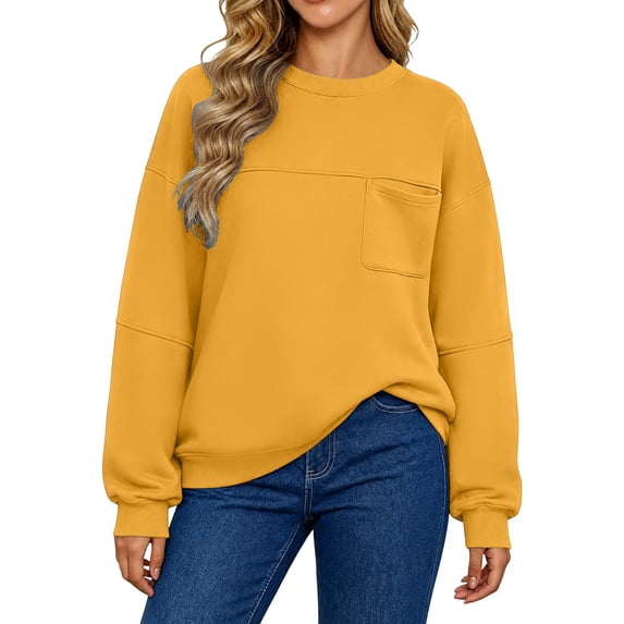 qafoshin Plus Size Sweatshirts for Women Oversized Pullover Long Sleeve Tops Crew Neck Basic Daily Tops