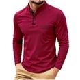 thumbnail image 1 of qafoshin Pullover Workout Tops for Men Breathable Stand-up Button Long Sleeve Fall Shirts, 1 of 7