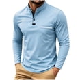 thumbnail image 1 of qafoshin Pullover Workout Tops for Men Breathable Stand-up Button Long Sleeve Fall Shirts, 1 of 7