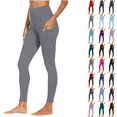 thumbnail image 1 of qafoshin Womens Leggings Yoga Pants High Waist Solid Color Fitness Sports Running Stretch Pants with Workout Out Pocket, 1 of 9