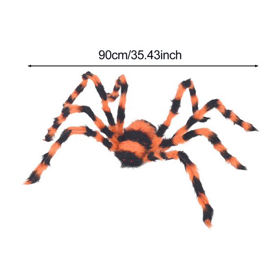qajexluz Outdoor Yard Decor Halloween Spider Decorations Giant Spider Halloween Decoration Realistic Furry Prop with Eyes Orange Black Hairy Design for Outdoor