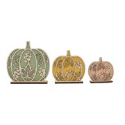 qajexluz Wooden Pumpkin Decor Harvest Table Centerpiece 3pcs Fall Wooden Pumpkin Decor Layered Cutout Maple Pumpkin Figurines Harvest Thanksgiving for Mantel