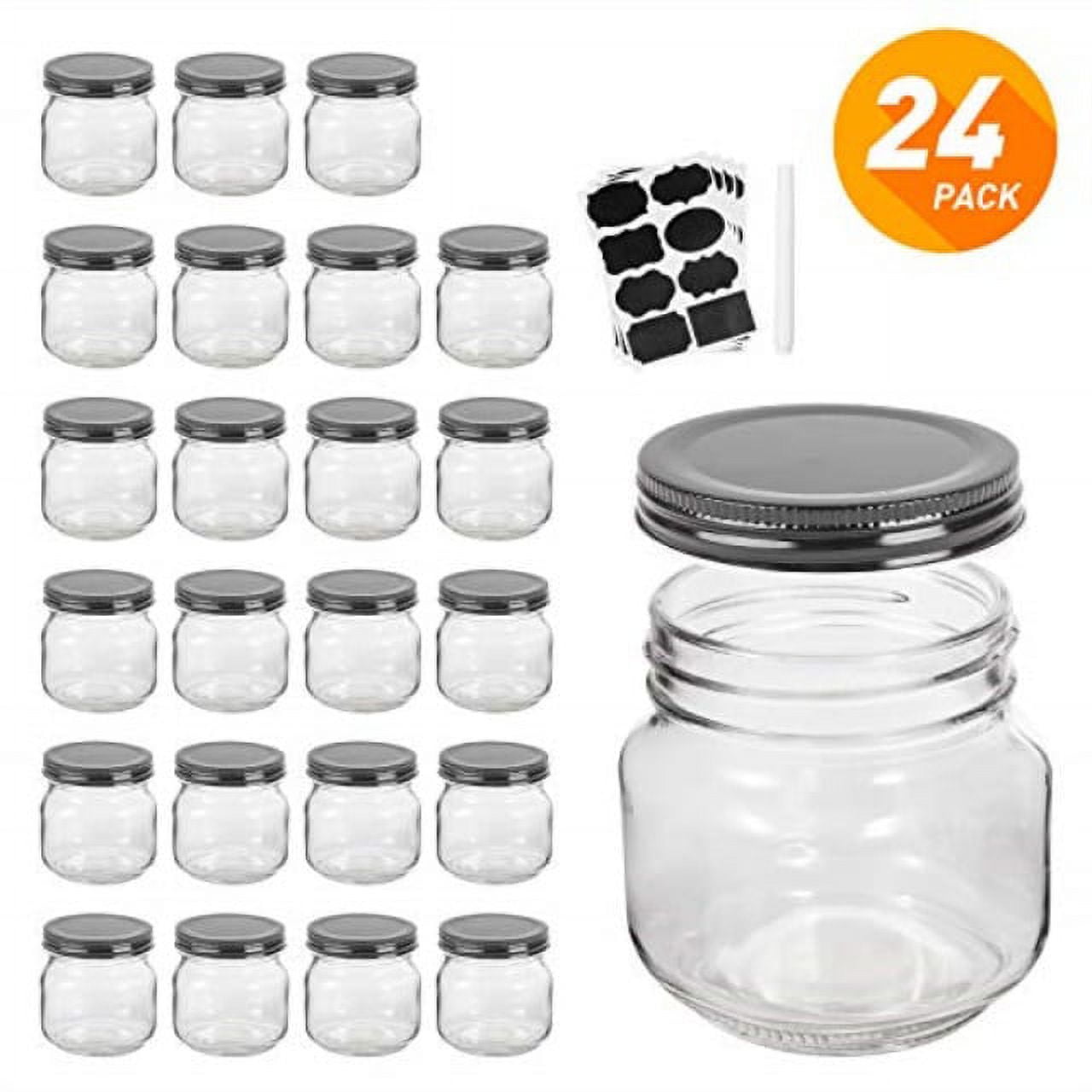 QAPPDA Mason Jars,Glass Jars With Lids 8 oz,Canning Jars For Pickles And  Kitchen Storage,Wide Mouth Spice Jars With Black Lids For  Honey,Caviar,Herb,Jelly,Jams,…