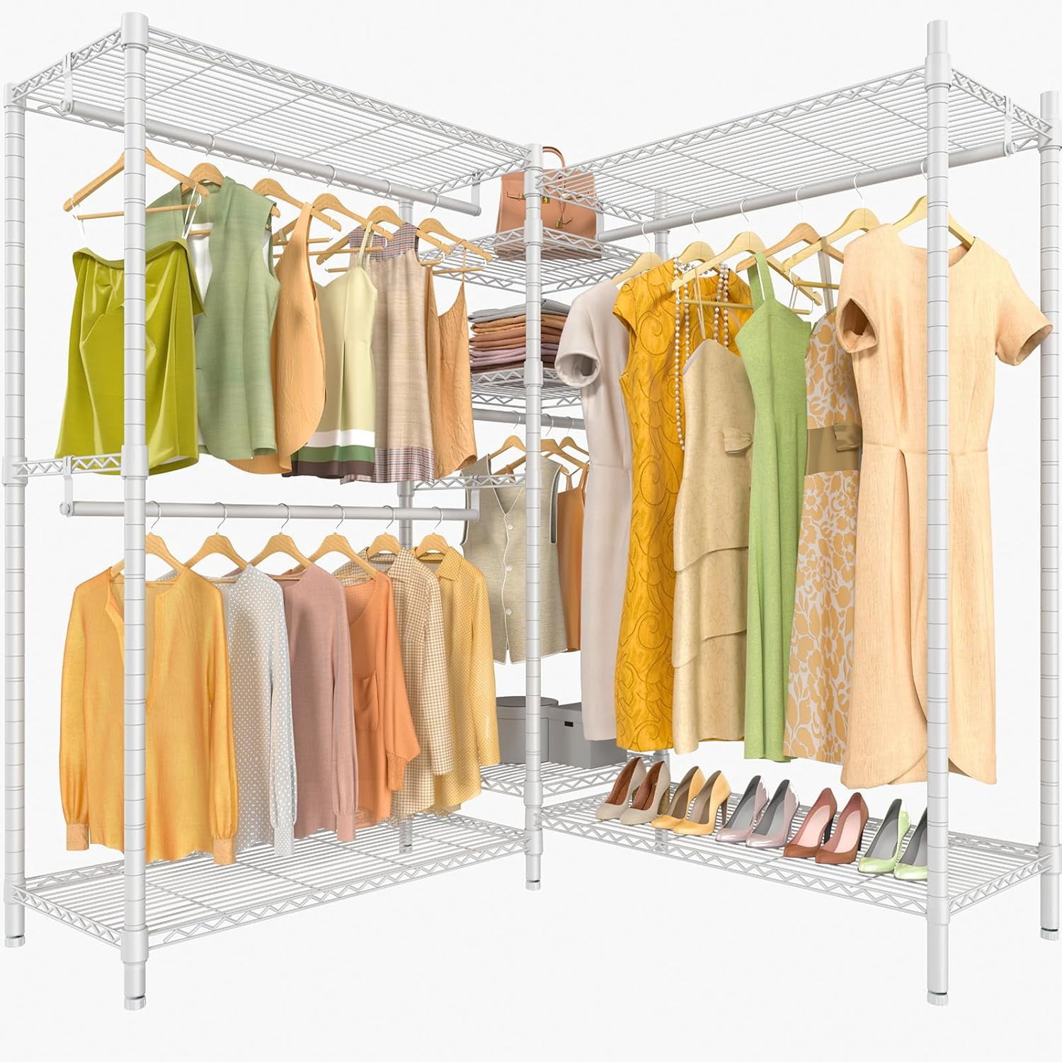 qasuvcb L6 Plus Garment Racks Heavy Duty Clothes Rack Corner Closet ...