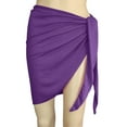 thumbnail image 1 of qazqa women's short sarongs beach wrap sheer bikini wraps chiffon cover ups for swimwear purple one size, 1 of 4