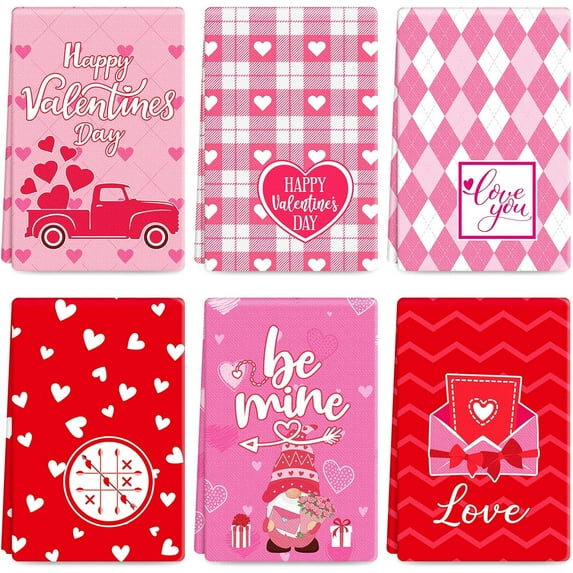 qefuia 6 Pcs Valentine''s Day Kitchen Towels Cute Valentines Bathroom Hand Towels Dish Tea for Gifts Heart Decorations 18 x 26 Inches