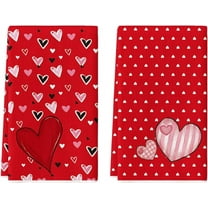 qefuia Red Stripe Heart Valentine''s Kitchen Towels Dish Towels, 18x26 Inch Farmhouse Anniversary Wedding Decoration Hand Towels Set of 2
