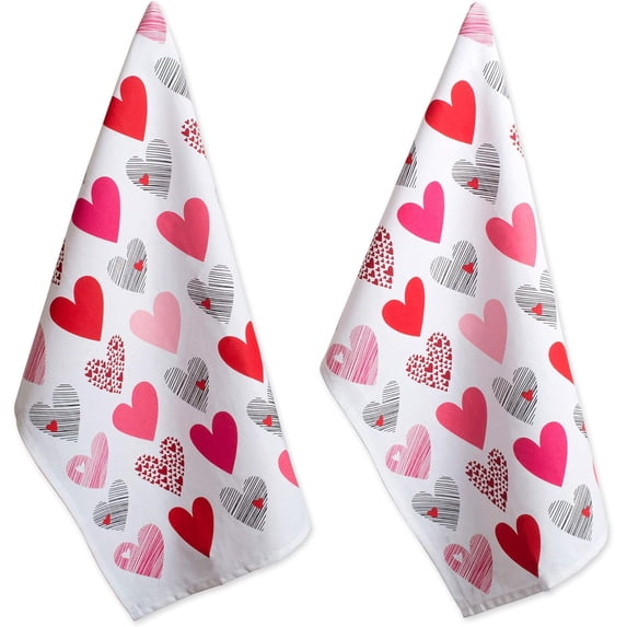 qefuia Valentine''s Day Collection Kitchen, Dishtowel Set, 18x26, Hearts Collage, 2 Piece