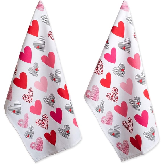 qefuia Valentine''s Day Collection Kitchen, Dishtowel Set, 18x26, Hearts Collage, 2 Piece