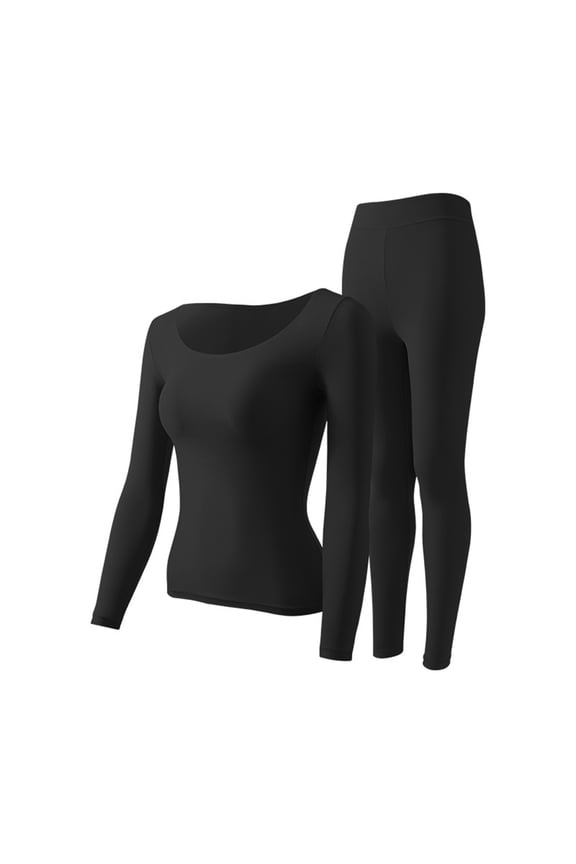 2 Piece Thermal for Women Seamless Long Sleeve Base Layer Long Johns Cold Weather Winter Top Bottom Set