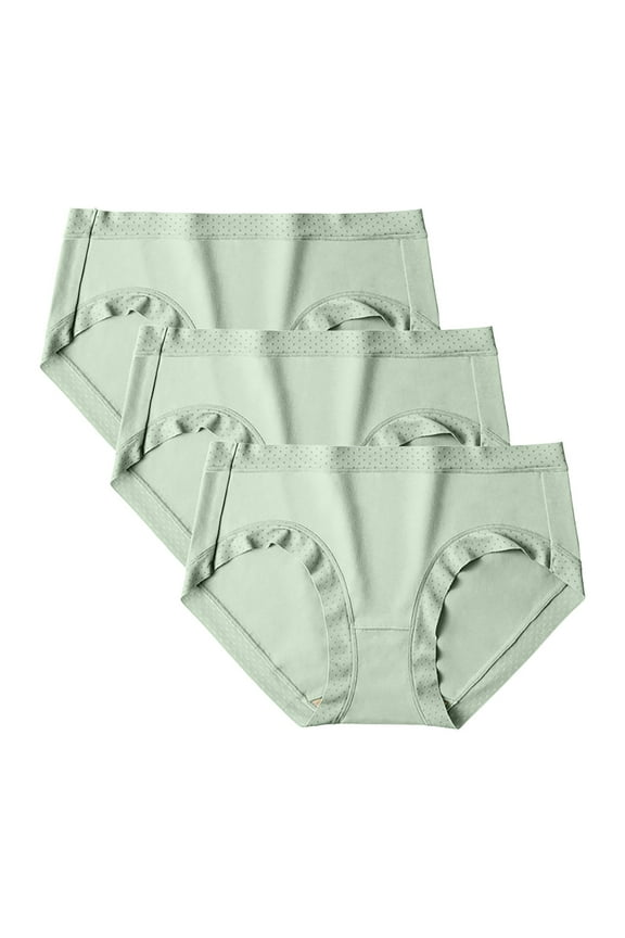 3 Pack Cotton Underwear Women Solid Elastic Waist Breathable Briefs Stretch Lightweight Seamless Panties
