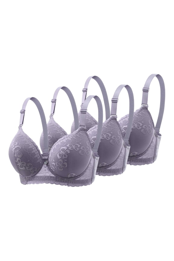 3 Pack Lace Underwire Push up Bra for Women Full Coverage Daily T-Shirt Bra with Adjustable Straps