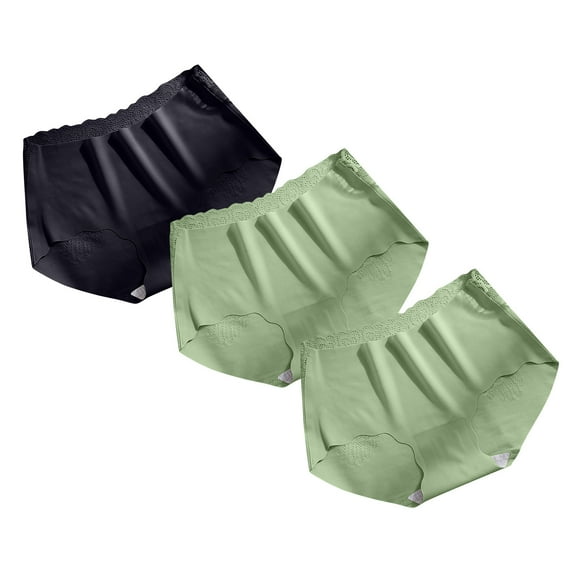 qelini 3 Pack Women Underwear Panties Seamless Elastic Waist Breathable Briefs Lightweight Underpants Comfortable Underwear