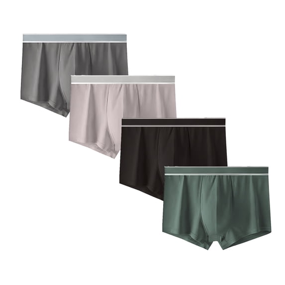 qelini 4 Pack Boxer Briefs for Men Plus Size Elastic Waist Breathable Underwear Boxsers Comfortable Underpants