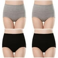 thumbnail image 1 of qelini 4 Pack Cotton Stretch Underwear for Women Plus Size High Waisted Breathable Briefs Lightweight Soft Seamless Panties, 1 of 7