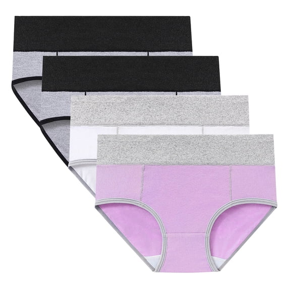 qelini 4 Pack Cotton Stretch Underwear for Women Plus Size High Waisted Briefs Lightweight Comfortable Panties
