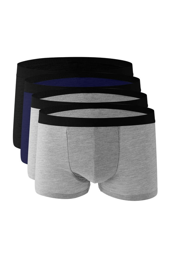 4 Pack Mens Boxers Briefs Solid Elastic Waist Underpants Stretch Lightweight Seamless Underwear