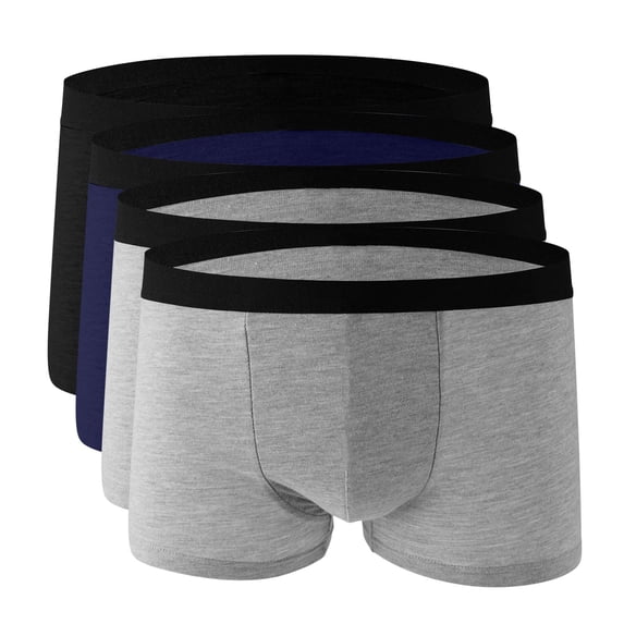 qelini 4 Pack Mens Boxers Briefs Solid Elastic Waist Underpants Stretch Lightweight Seamless Underwear