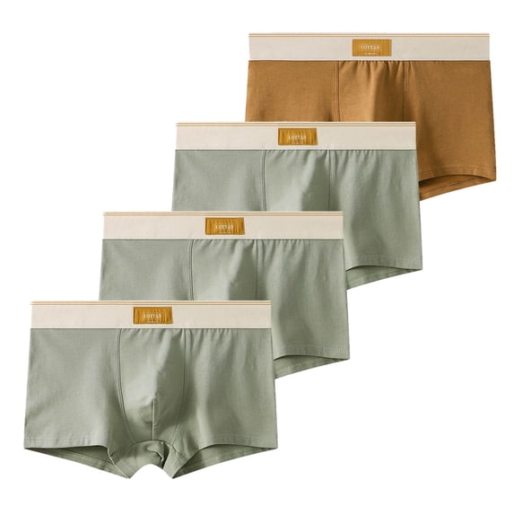 qelini 4 Pack Mens Briefs Underwear Pack Plus Size Elastic Waist Breathable Underpants Stretch Comfortable Underwear