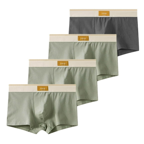 qelini 4 Pack Mens Briefs Underwear Pack Plus Size Elastic Waist Breathable Underpants Stretch Comfortable Underwear