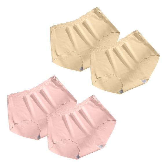 qelini 4 Pack Panties for Women Plus Size Elastic Waist Breathable Briefs Lightweight Seamless Comfortable Underwear