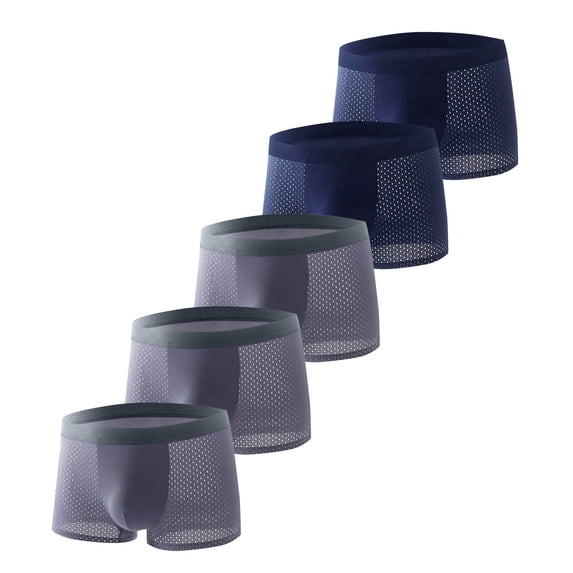 qelini 5 Pack Breathable Underwear for Men Plus Size Solid Elastic Waist Mesh Underwear Lightweight Comfortable Briefs