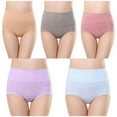 thumbnail image 1 of qelini 5 Pack Cotton Stretch Briefs Women High Waisted Breathable Underwear Seamless Underpants Soft Panties for Everyday Wear, 1 of 3