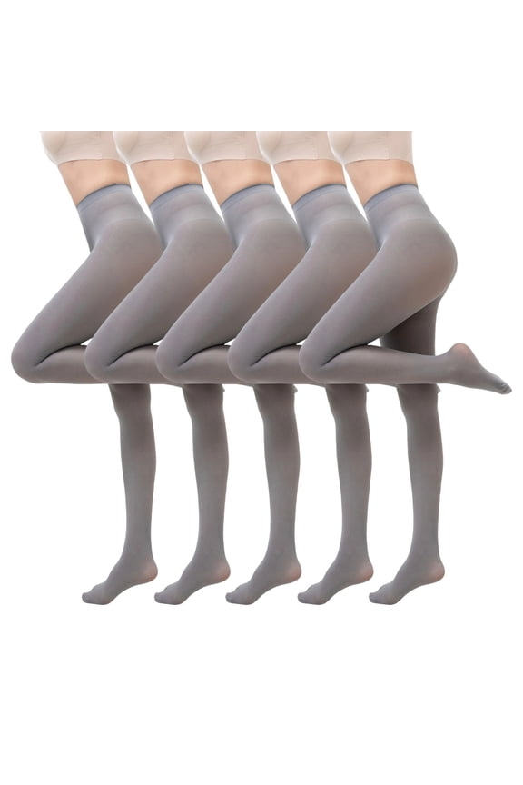 5 Pairs Shaping Tights for Women Plus Size Elastic Waist Solid Full Length Pantyhose Stretch Footed Leggings