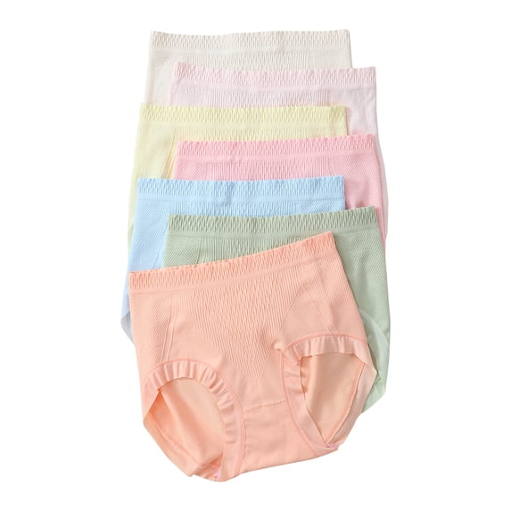 qelini 7 Pack Breathable Briefs for Women Plus Size Elastic Waist Underwear Stretch Seamless Soft Comfortable Panties