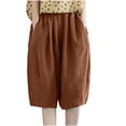 thumbnail image 1 of qelini Athletic Workout Shorts Womens Plus Size Pockets Elastic Waist Linen Shorts Solid Color Casual Cloths, 1 of 3