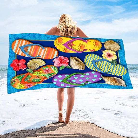 qelini Beach Towels Quick Dry Sand Free Microfiber Lightweight Absorbent Bath Towels 100%polyester Double-Sided Printed Comfortable and Soft C