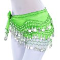 thumbnail image 1 of qelini Belly Dance Skirt for Women Fringe Mini Skirt High Waist Wrap Skirt Coin Embellished Solid Color Summer Skirt, 1 of 3