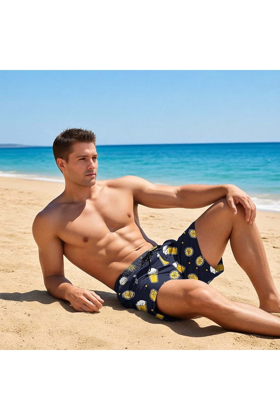 Board Shorts for Men Big and Tall Drawsting High Waist Bermudas Shorts Pockets Patriotic Print Loose Shorts