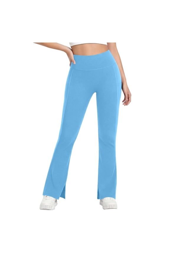 Bootcut Yoga Pants for Women Flare Leg Long Pants Drawstring Waist Solid Color Workout Pants