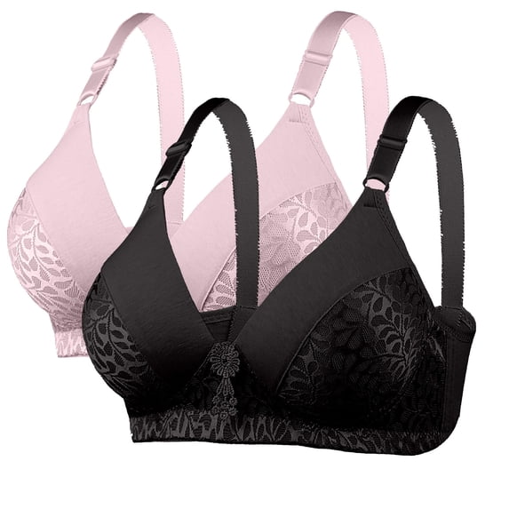 qelini Bralettes Womens Multi Pack 2 Pack Comfortable Solid Color Soft Support Bra Wireless Natural Shape Everyday Bra