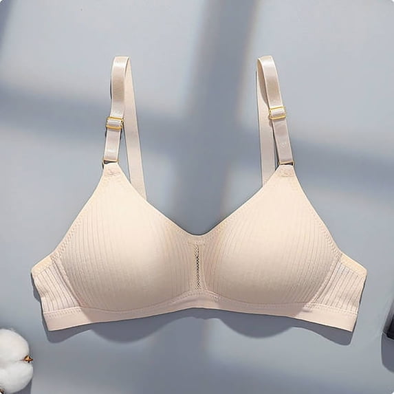 qelini Bras for Teen Girls Comfortable Solid Color Soft Support Bra Wireless Natural Shape Everyday Bra