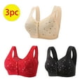 thumbnail image 1 of qelini Bras for Women Plus Size Cotton 3 Pack Everyday Breathable All-Day Comfort Full Coverage Soft Sleep Gathering Bras Bralette Fashion Khaki L, 1 of 6