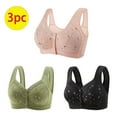 thumbnail image 1 of qelini Bras for Women Plus Size Cotton 3 Pack Everyday Breathable All-Day Comfort Full Coverage Soft Sleep Gathering Bras Bralette Fashion Pink Xl, 1 of 6