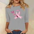 thumbnail image 1 of qelini Breast Cancer Awareness Shirts for Women Casual Pullover Blouse Wowen's Graphic Tees Long Sleeve Shirts Fall Winter Crewneck Comfy Shirts Gray XXXL, 1 of 4