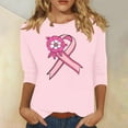 thumbnail image 1 of qelini Breast Cancer Awareness Shirts for Women Casual Pullover Blouse Wowen's Graphic Tees Long Sleeve Shirts Fall Winter Crewneck Comfy Shirts Pink M, 1 of 4