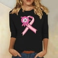 thumbnail image 1 of qelini Breast Cancer Awareness Shirts for Women Casual Pullover Blouse Wowen's Graphic Tees Long Sleeve Shirts Fall Winter Crewneck Comfy Shirts Black XXXL, 1 of 4