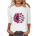 thumbnail image 1 of qelini Breast Cancer Shirts Long Sleeve Casual Pullover Blouse Fall Winter Crewneck Comfy Shirts Loose Casual Print Tops White M, 1 of 3