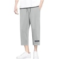 thumbnail image 1 of qelini Capri Pants for Men Big and Tall Casual Capris Pants Drawstring Waist Solid Color Ankle Pants Yoga Leggings, 1 of 6